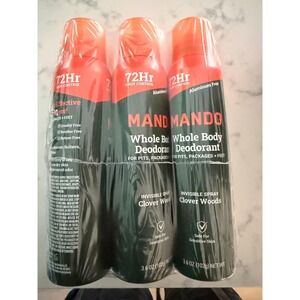 Mando Whole Body Deodorant Spray Clover Woods 3 Pack 3.6oz Aluminum Free